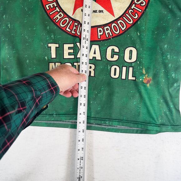 Texaco Motor Oil Retro Green Graphic Pullover Shirt Large All Over Print Racing - Picture 5 of 7